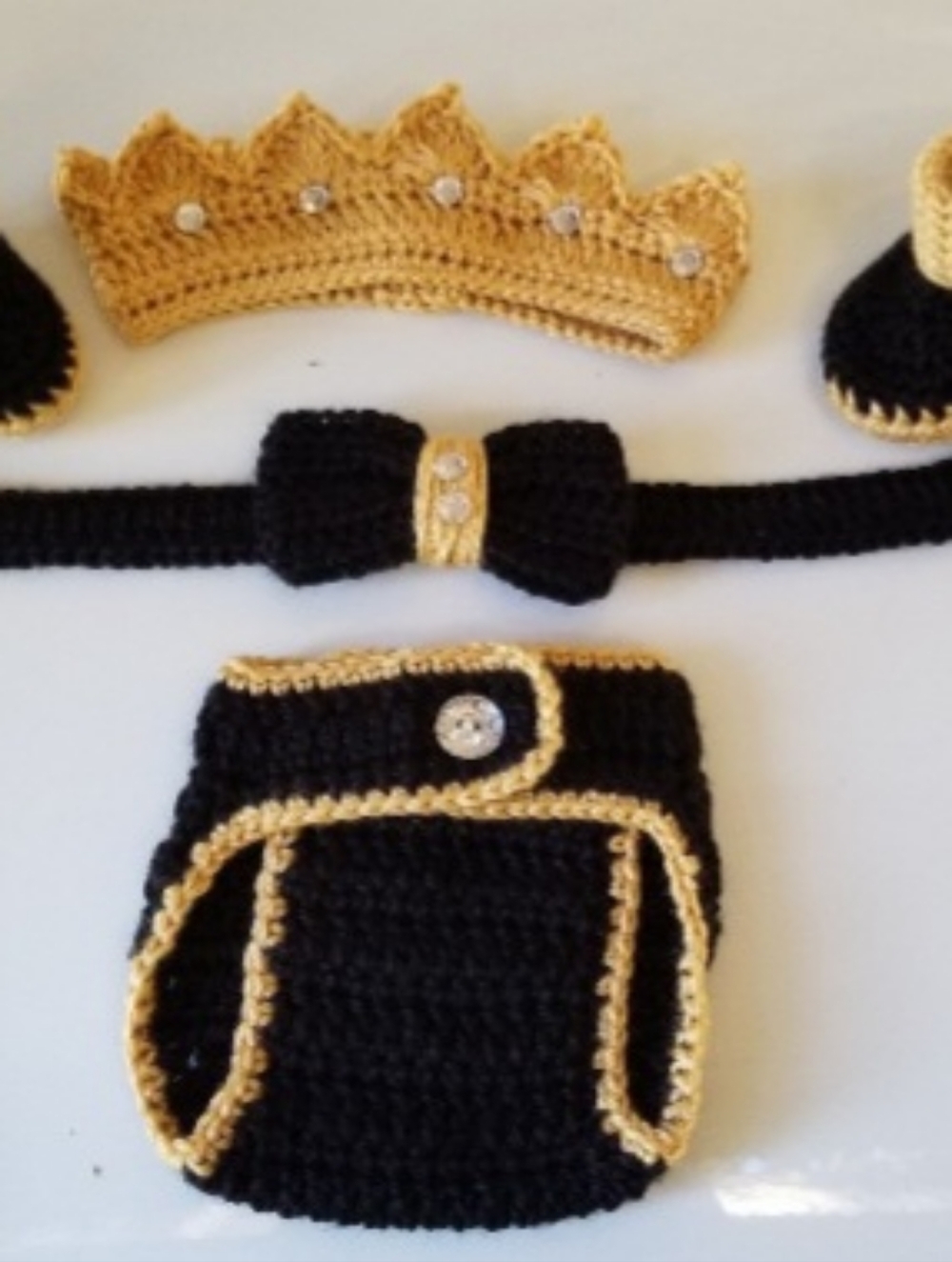 Crochet Baby Boy Prince Diaper Cover Outfit Photo Prop
